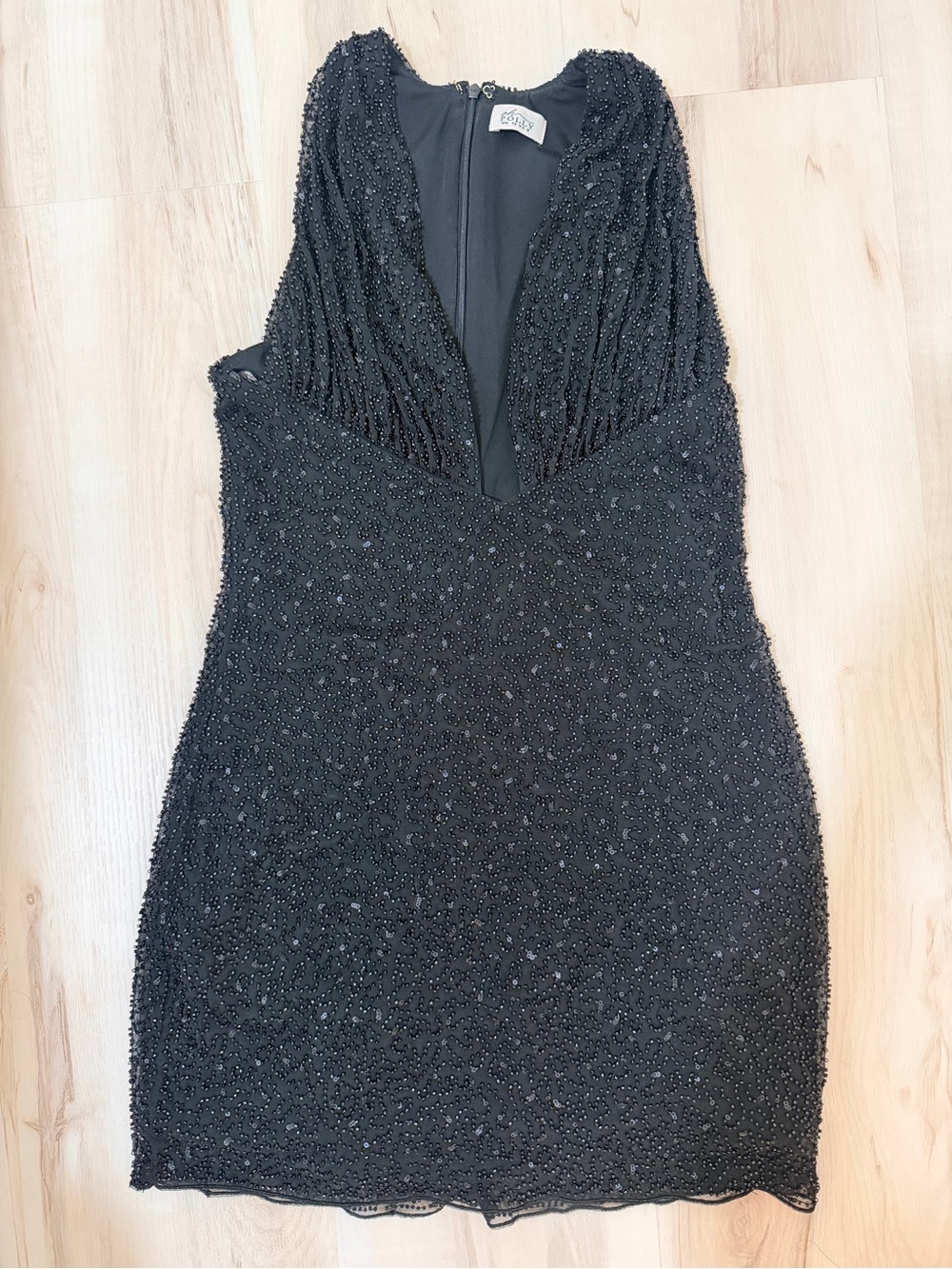 Oh Polly Black Beaded V-Neck Women's Dress